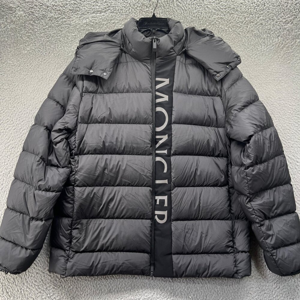 Moncler Jacket Mens 2XL XXL Black Hooded Puffer Full Zip Coat